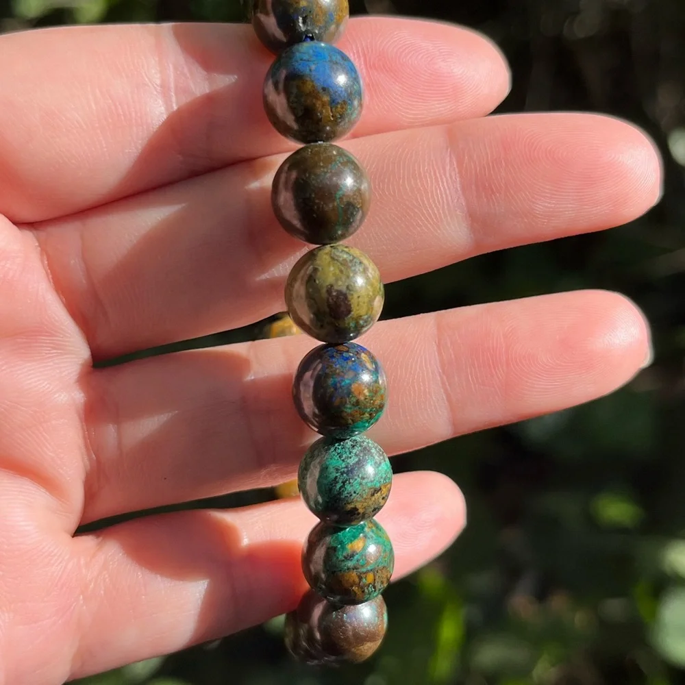 11mm stretchable‎ azurite bracelet